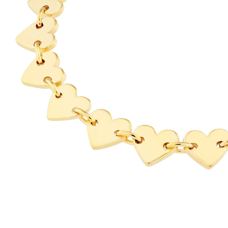 Birmingham Jewelry - 14K Yellow Gold Side by Side Heart Station Anklet - Birmingham Jewelry