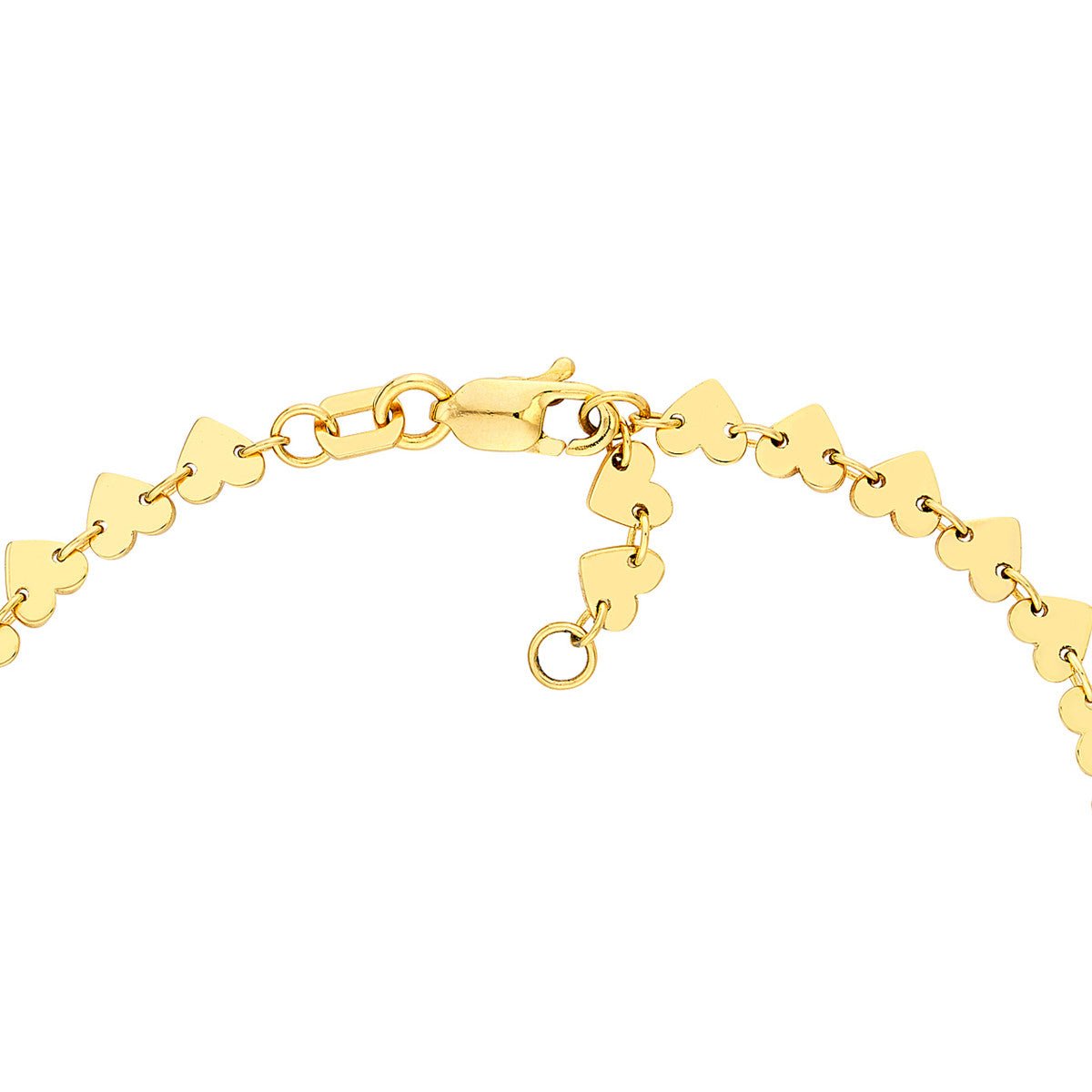 Birmingham Jewelry - 14K Yellow Gold Side by Side Heart Station Bracelet - Birmingham Jewelry