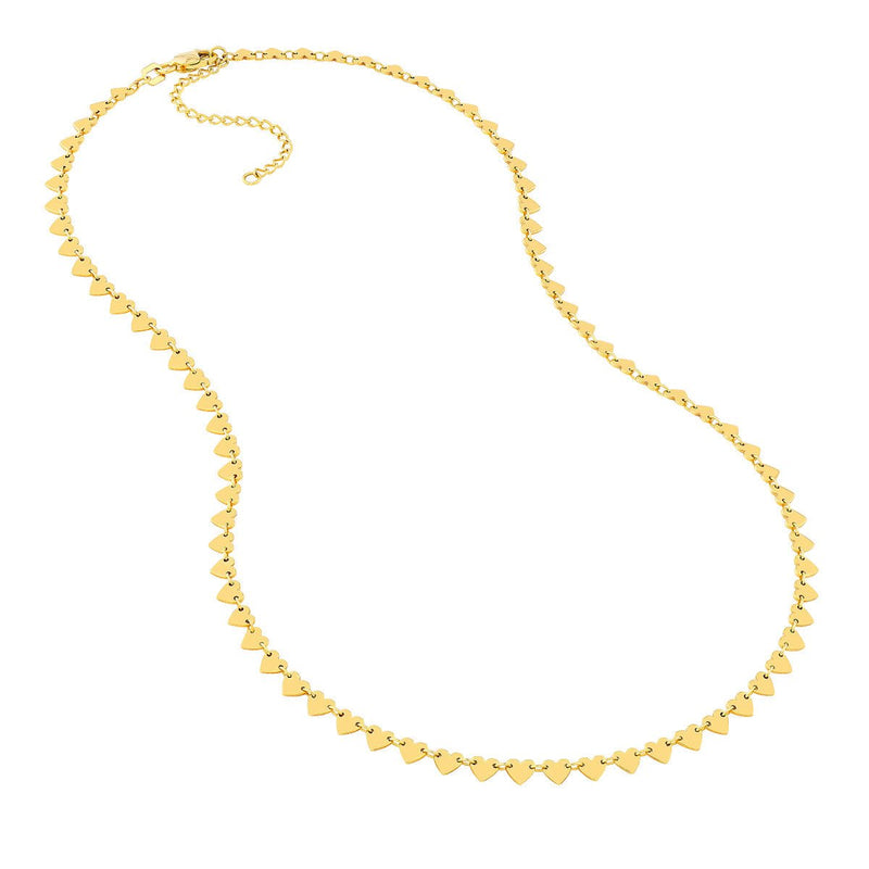 Birmingham Jewelry - 14K Yellow Gold Side by Side Heart Station Necklace - Birmingham Jewelry