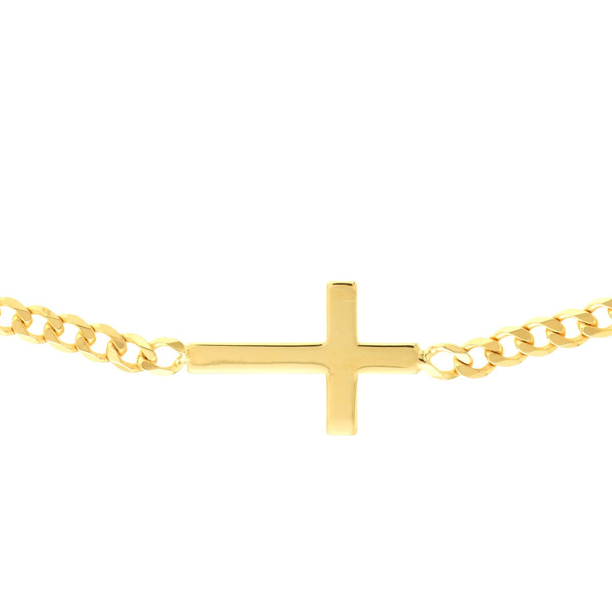 14K Yellow Gold Sideways Cross Open Curb Chain Choker Birmingham Jewelry Choker Birmingham Jewelry 