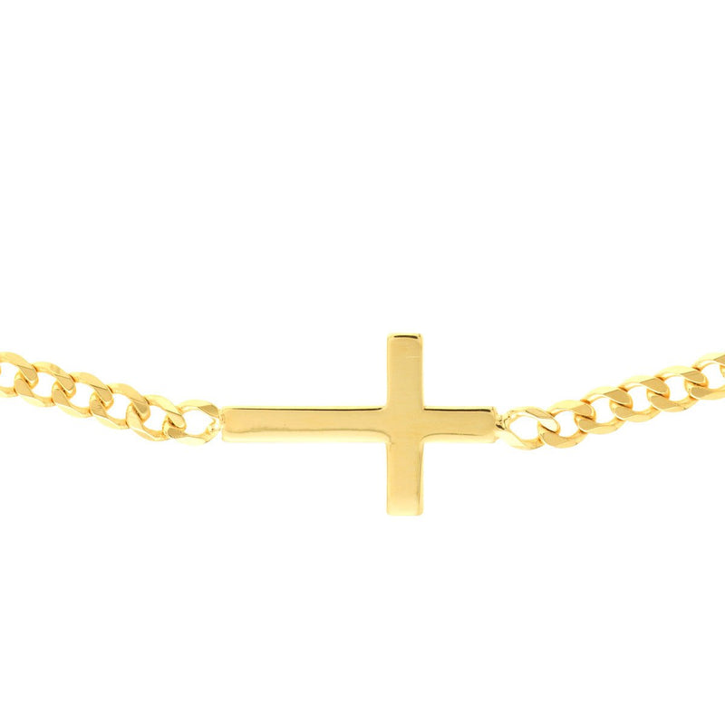 Birmingham Jewelry - 14K Yellow Gold Sideways Cross Open Curb Chain Choker - Birmingham Jewelry