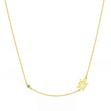 Birmingham Jewelry - 14K Yellow Gold Sideways Floating Turtle and Turq Bezel Necklace - Birmingham Jewelry