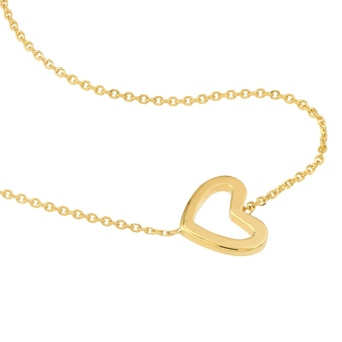 Birmingham Jewelry - 14K Yellow Gold Sideways Mini Heart Adjustable Necklace - Birmingham Jewelry