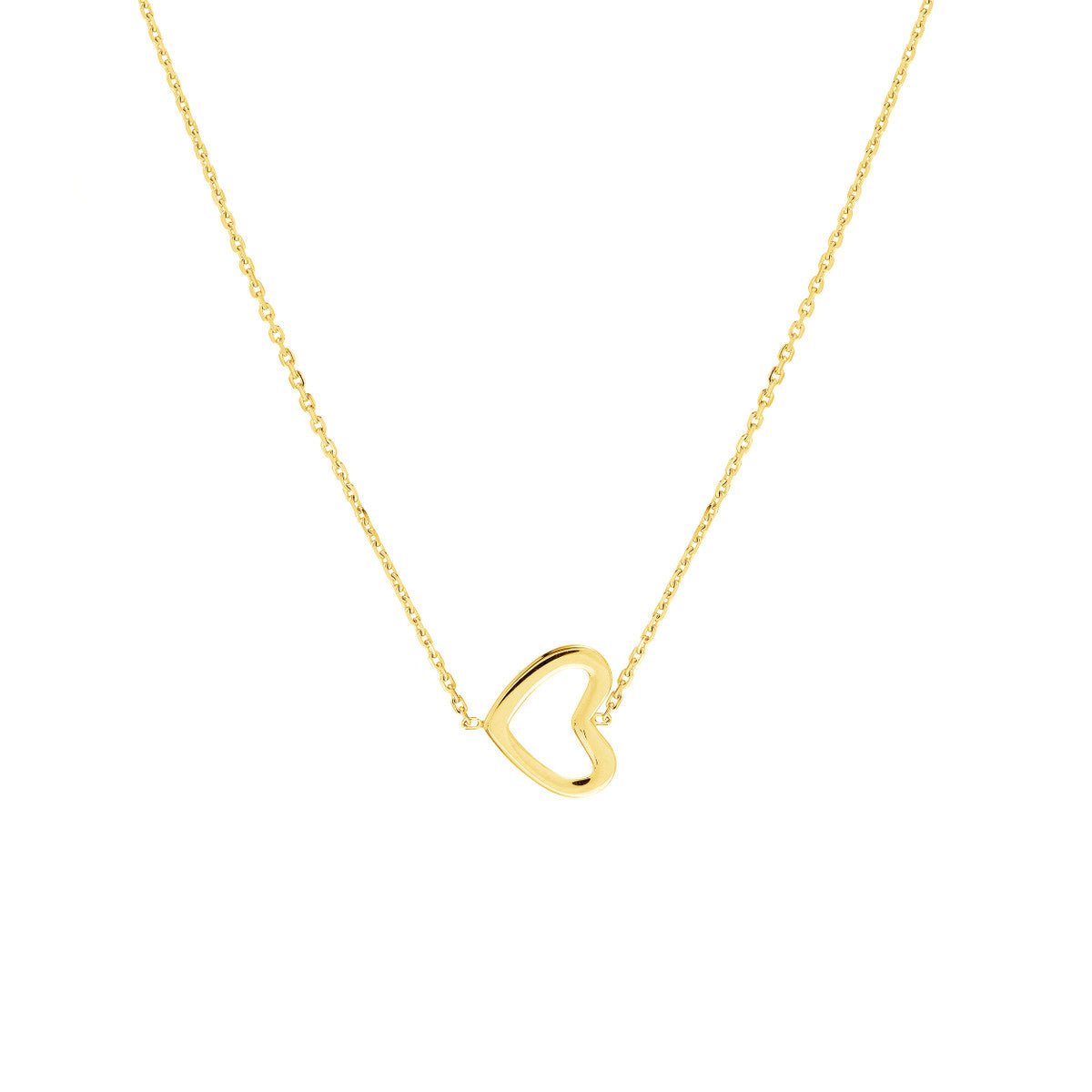 Birmingham Jewelry - 14K Yellow Gold Sideways Mini Heart Adjustable Necklace - Birmingham Jewelry