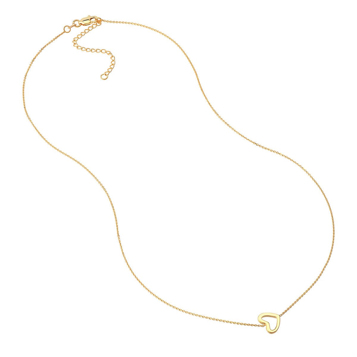 Birmingham Jewelry - 14K Yellow Gold Sideways Mini Heart Adjustable Necklace - Birmingham Jewelry