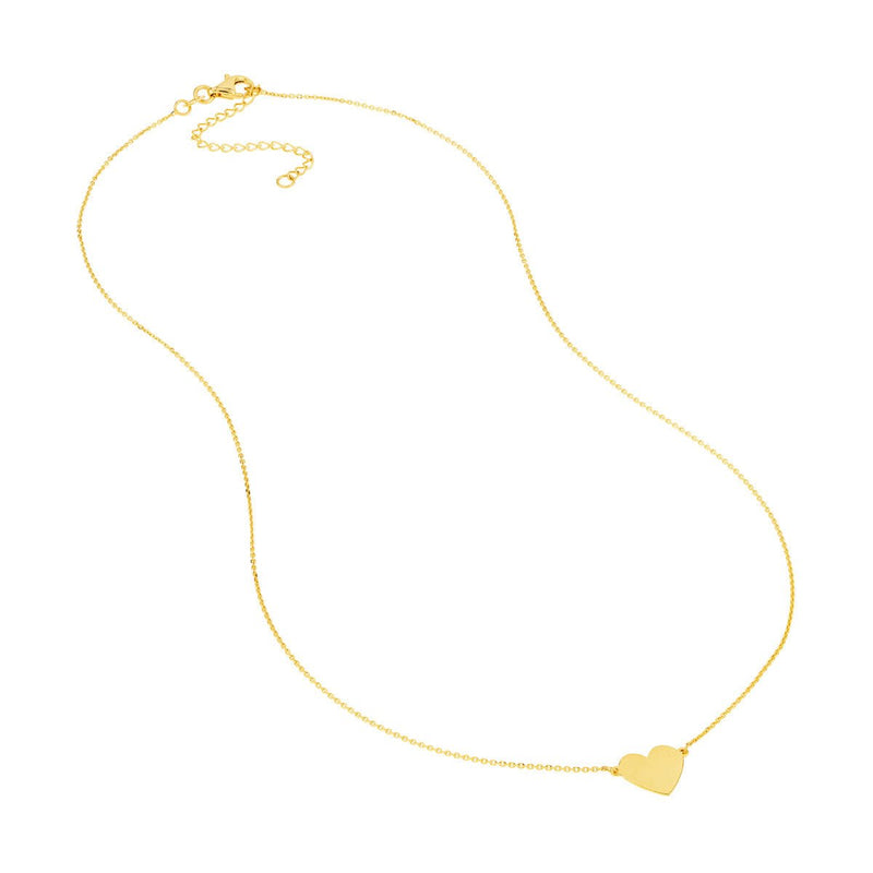 Birmingham Jewelry - 14K Yellow Gold Simple Flat Heart Adjustable Necklace - Birmingham Jewelry
