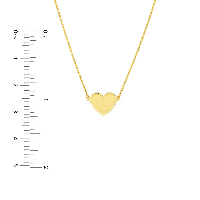 Birmingham Jewelry - 14K Yellow Gold Simple Flat Heart Adjustable Necklace - Birmingham Jewelry