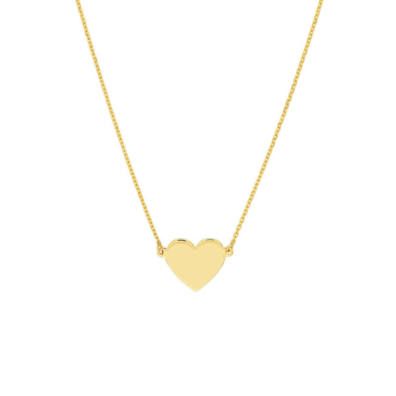 Birmingham Jewelry - 14K Yellow Gold Simple Flat Heart Adjustable Necklace - Birmingham Jewelry