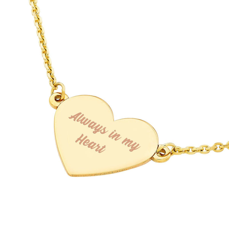 Birmingham Jewelry - 14K Yellow Gold Simple Flat Heart Adjustable Necklace - Birmingham Jewelry