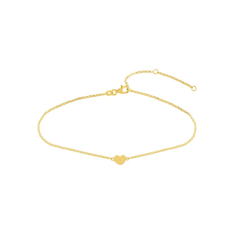 Birmingham Jewelry - 14K Yellow Gold Simple Heart Anklet - Birmingham Jewelry