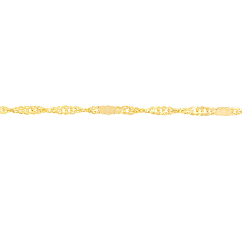 Birmingham Jewelry - 14K Yellow Gold Singapore Flat Saturn Chain Anklet - Birmingham Jewelry