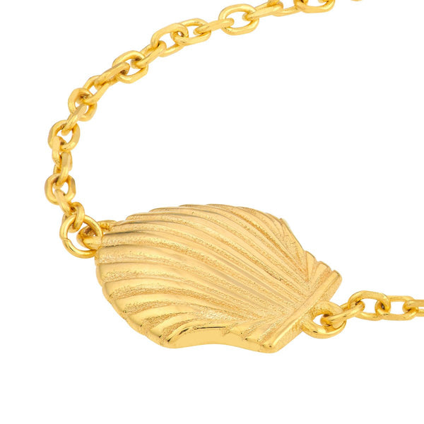 Birmingham Jewelry - 14K Yellow Gold Single Seashell Station Bracelet - Birmingham Jewelry