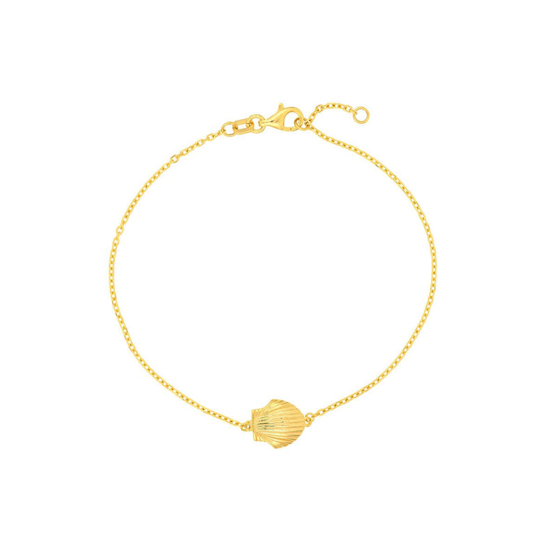 Birmingham Jewelry - 14K Yellow Gold Single Seashell Station Bracelet - Birmingham Jewelry