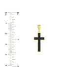 Birmingham Jewelry - 14K Yellow Gold Small Black Enamel Cross Pendant - Birmingham Jewelry