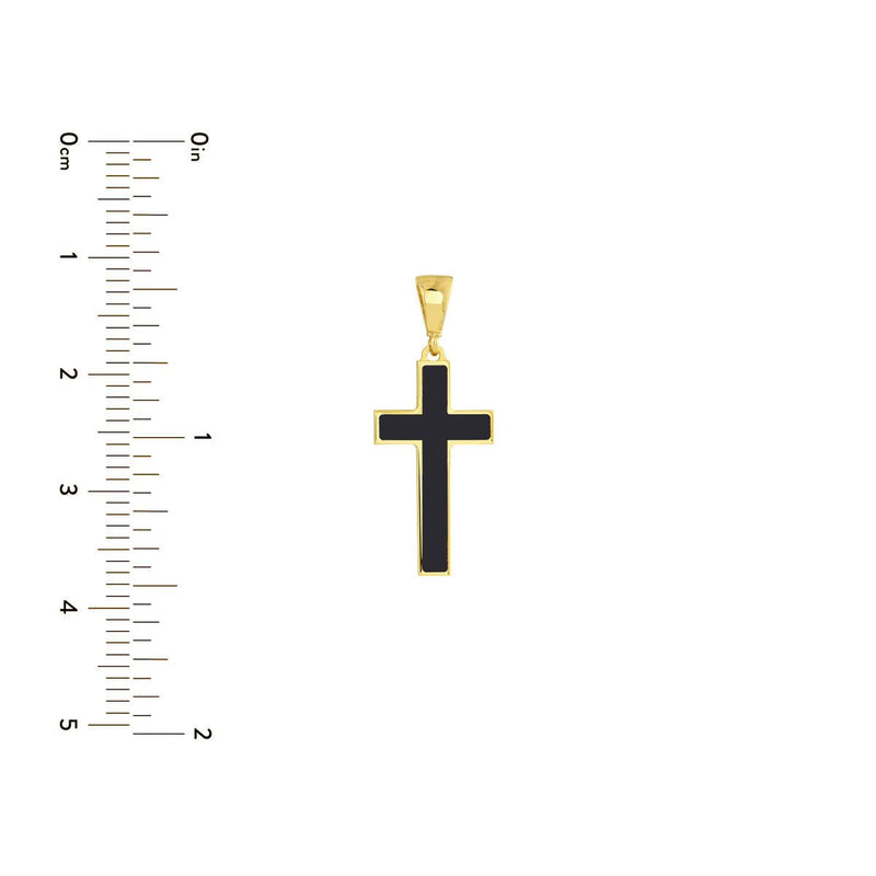 Birmingham Jewelry - 14K Yellow Gold Small Black Enamel Cross Pendant - Birmingham Jewelry