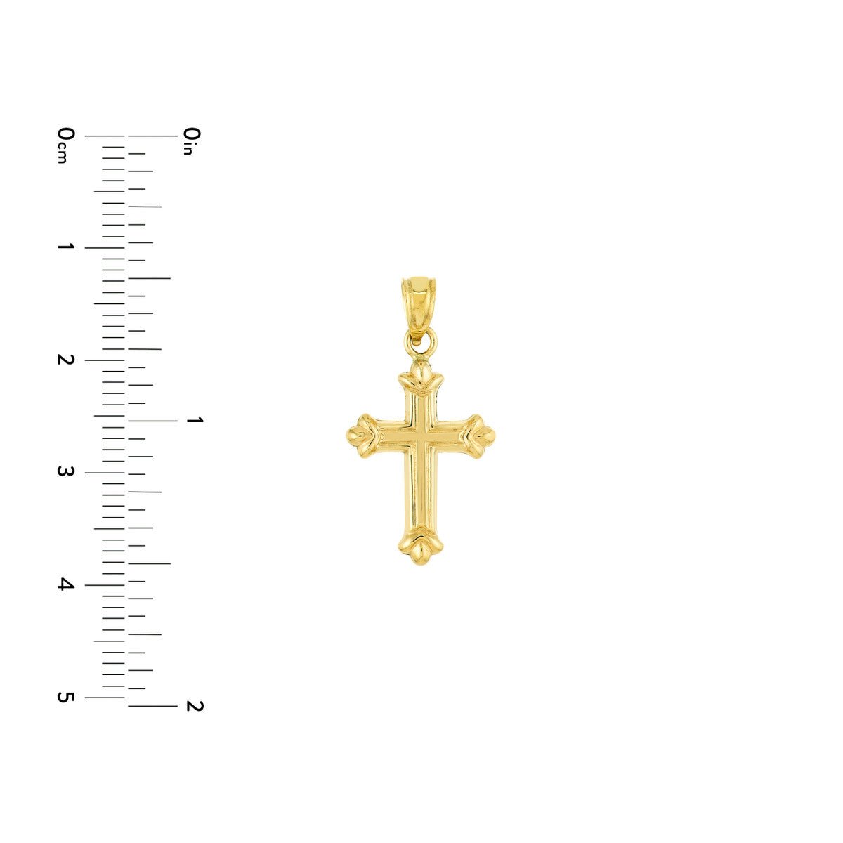 14K Yellow Gold Small Fleur Cross Pendant