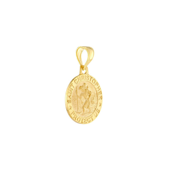 Birmingham Jewelry - 14K Yellow Gold Small Round St Christopher Medal - Birmingham Jewelry