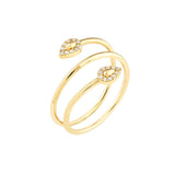 Birmingham Jewelry - 14K Yellow Gold Snake Head Diamond Tip Bypass Ring - Birmingham Jewelry