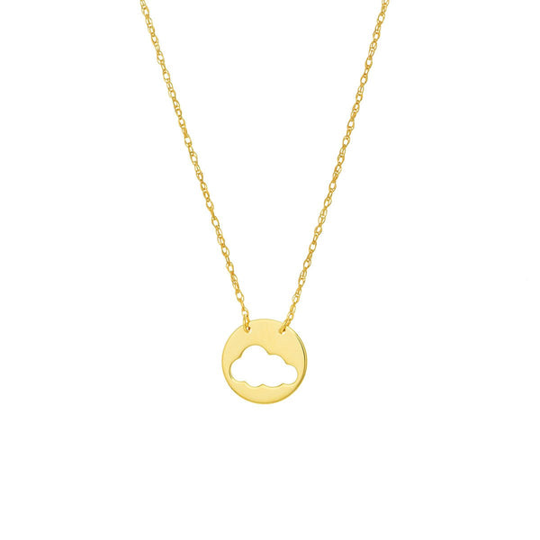 Birmingham Jewelry - 14K Yellow Gold So You Cutout Cloud Mini Disk Adj Necklace - Birmingham Jewelry