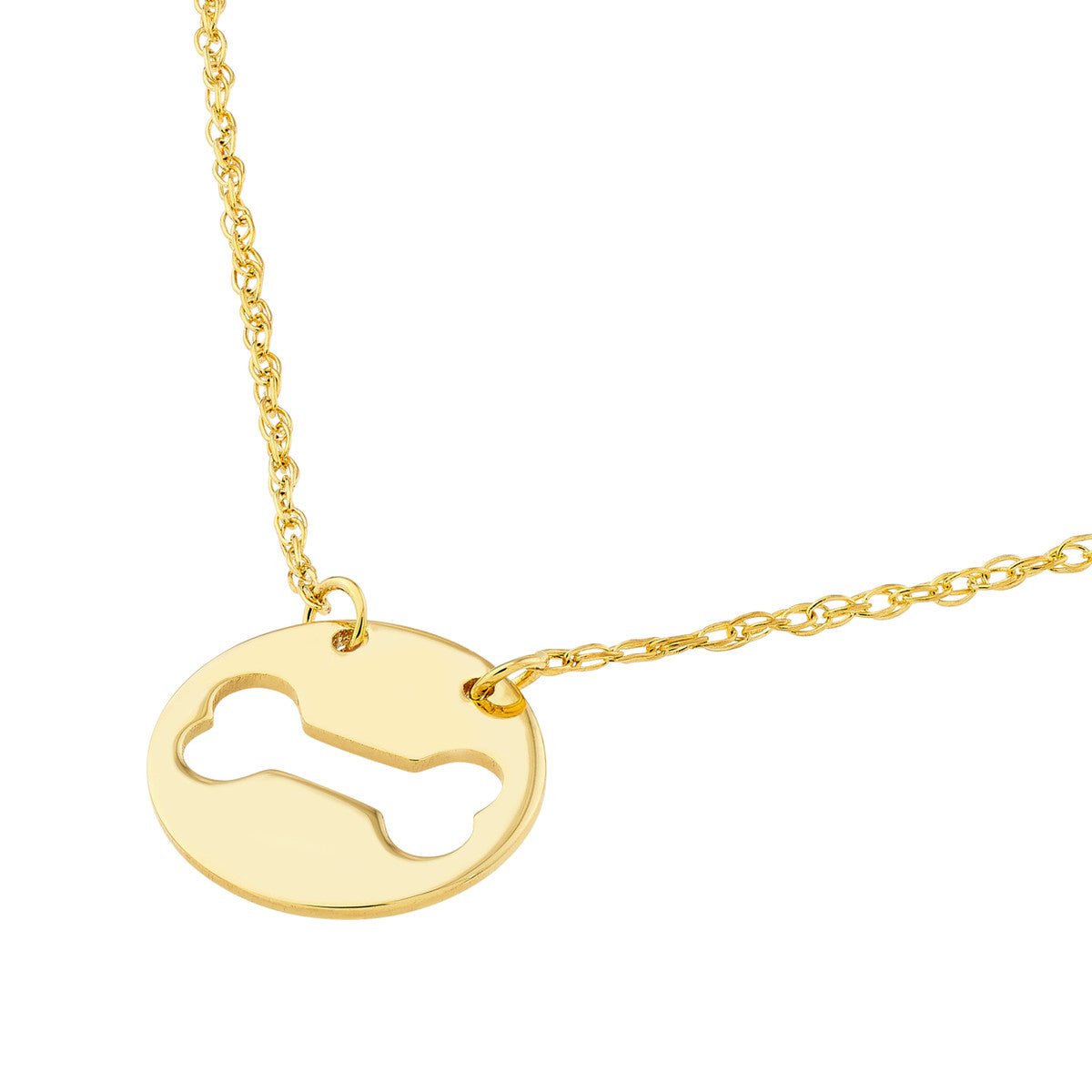 Birmingham Jewelry - 14K Yellow Gold So You Cutout Dog Bone Mini Disk Necklace - Birmingham Jewelry