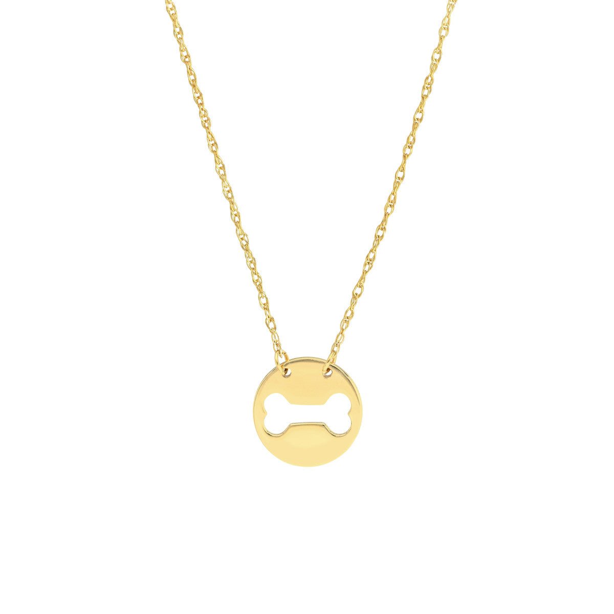 Birmingham Jewelry - 14K Yellow Gold So You Cutout Dog Bone Mini Disk Necklace - Birmingham Jewelry