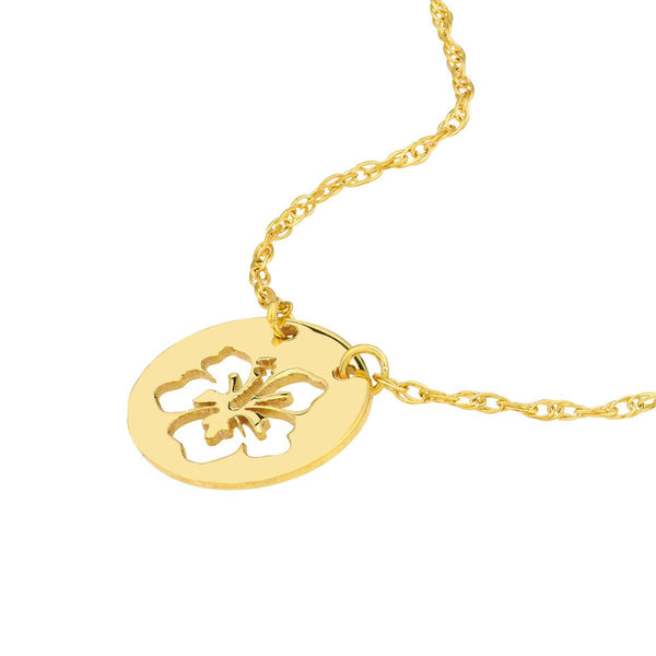 Birmingham Jewelry - 14K Yellow Gold So You Cutout Flower Mini Disc Necklace - Birmingham Jewelry