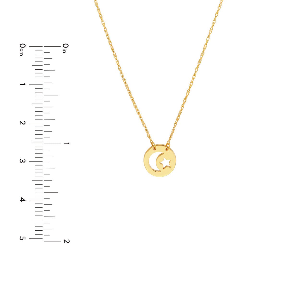 Birmingham Jewelry - 14K Yellow Gold So You Cutout Moon and Star Mini Disc Adj. Necklace - Birmingham Jewelry