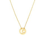 Birmingham Jewelry - 14K Yellow Gold So You Cutout Moon and Star Mini Disc Adj. Necklace - Birmingham Jewelry