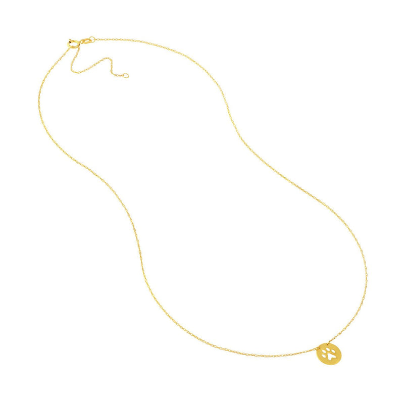 Birmingham Jewelry - 14K Yellow Gold So You Cutout Paw Mini Disc Adj Necklace - Birmingham Jewelry