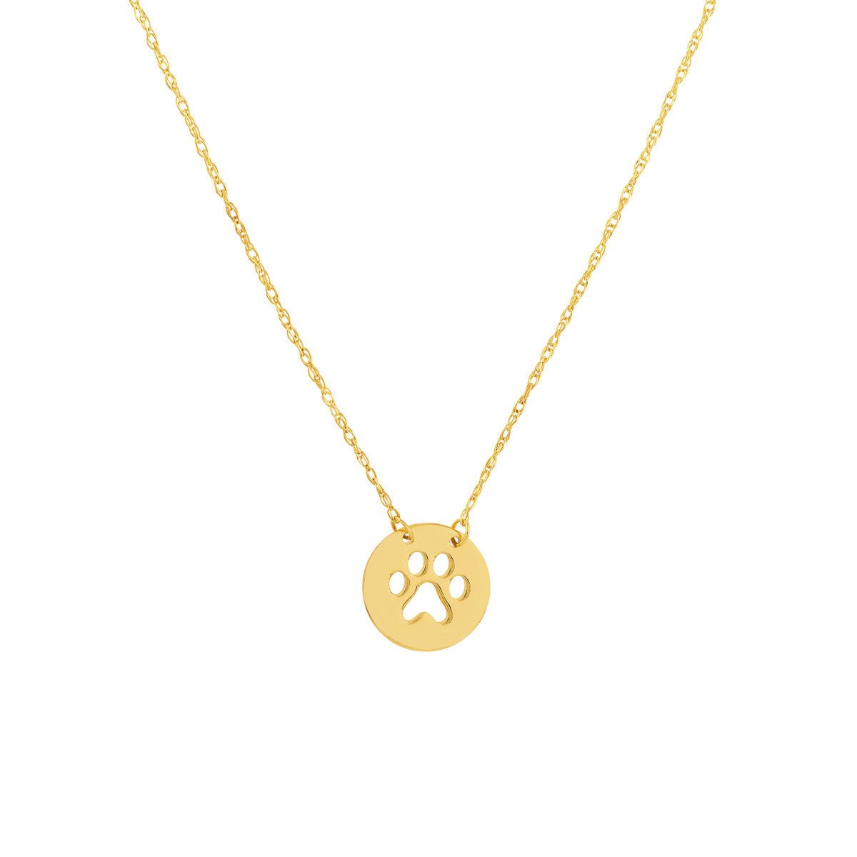 Birmingham Jewelry - 14K Yellow Gold So You Cutout Paw Mini Disc Adj Necklace - Birmingham Jewelry