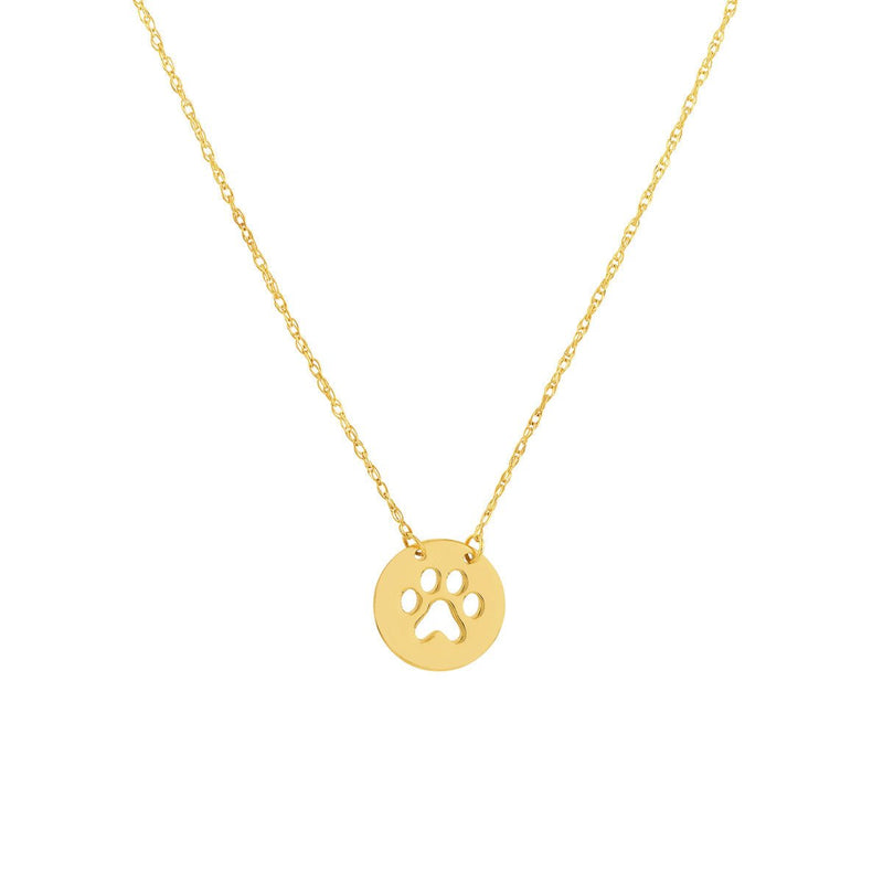 Birmingham Jewelry - 14K Yellow Gold So You Cutout Paw Mini Disc Adj Necklace - Birmingham Jewelry