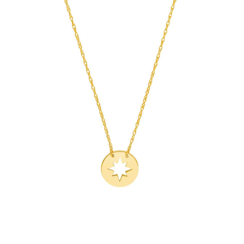 Birmingham Jewelry - 14K Yellow Gold So You Cutout Star Mini Disc Adjustable Necklace - Birmingham Jewelry