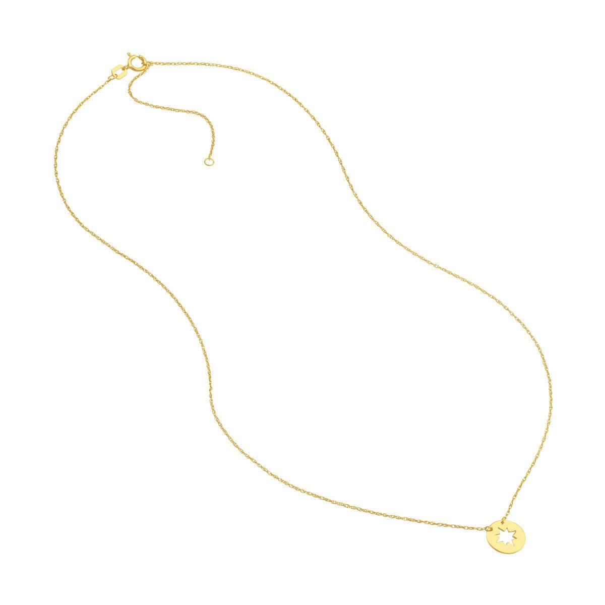 14K Yellow Gold So You Cutout Star Mini Disc Adjustable Necklace Birmingham Jewelry Necklace Birmingham Jewelry 