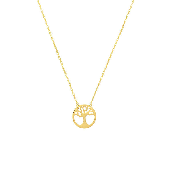 Birmingham Jewelry - 14K Yellow Gold So You Cutout Tree of Life Disc Adj Necklace - Birmingham Jewelry