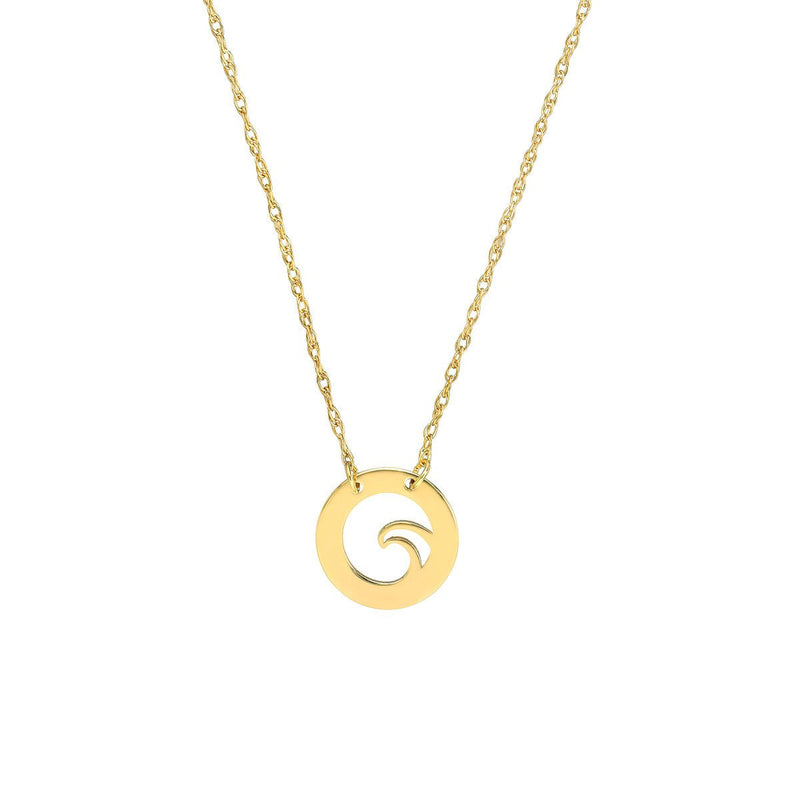 Birmingham Jewelry - 14K Yellow Gold So You Cutout Wave Mini Disc Adj Necklace - Birmingham Jewelry