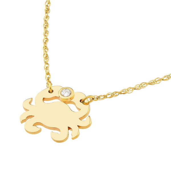 Birmingham Jewelry - 14K Yellow Gold So You Diamond Mini Crab Adjustable Necklace - Birmingham Jewelry