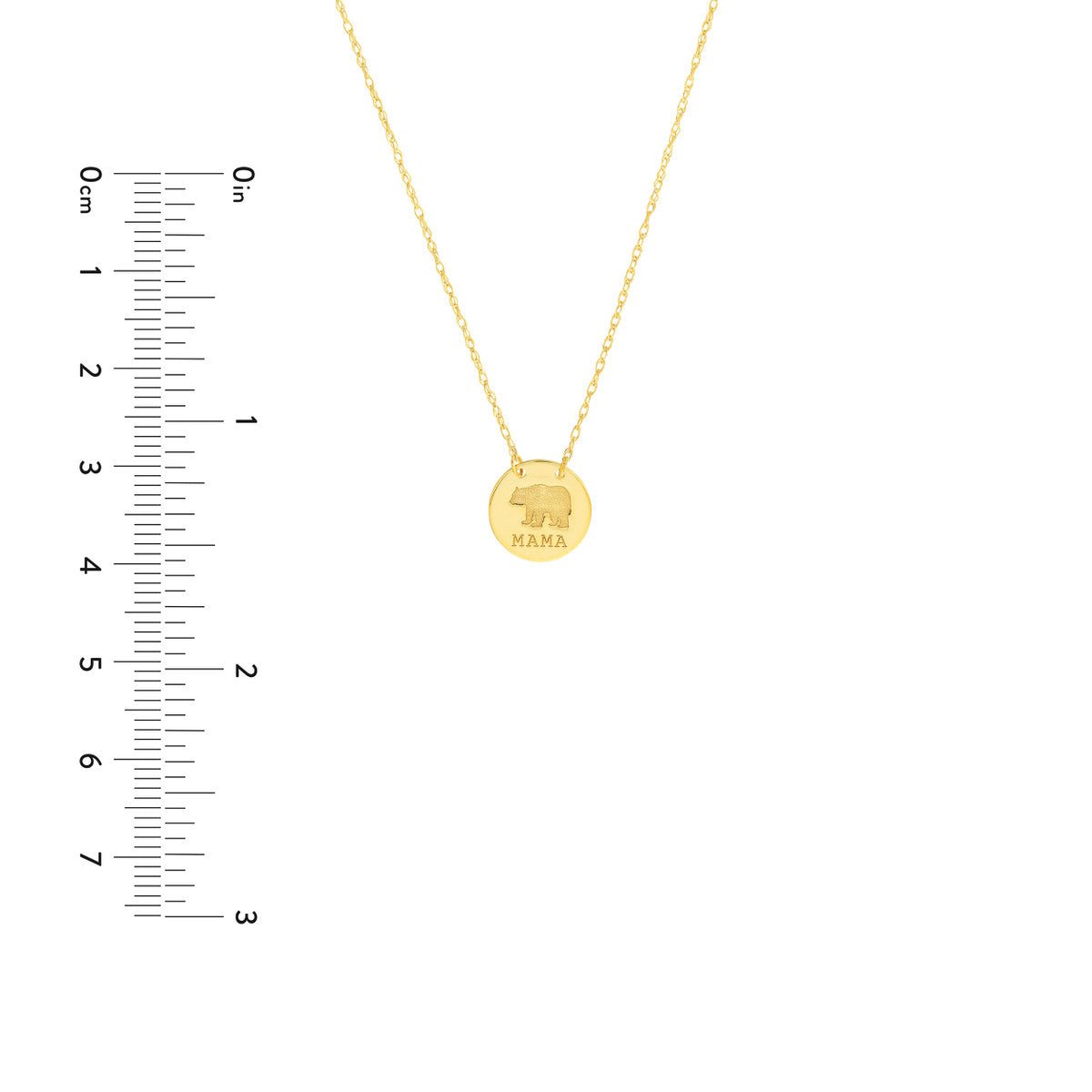 14K Yellow Gold So You Etched Mama Bear Mini Disc Adjustable Necklace