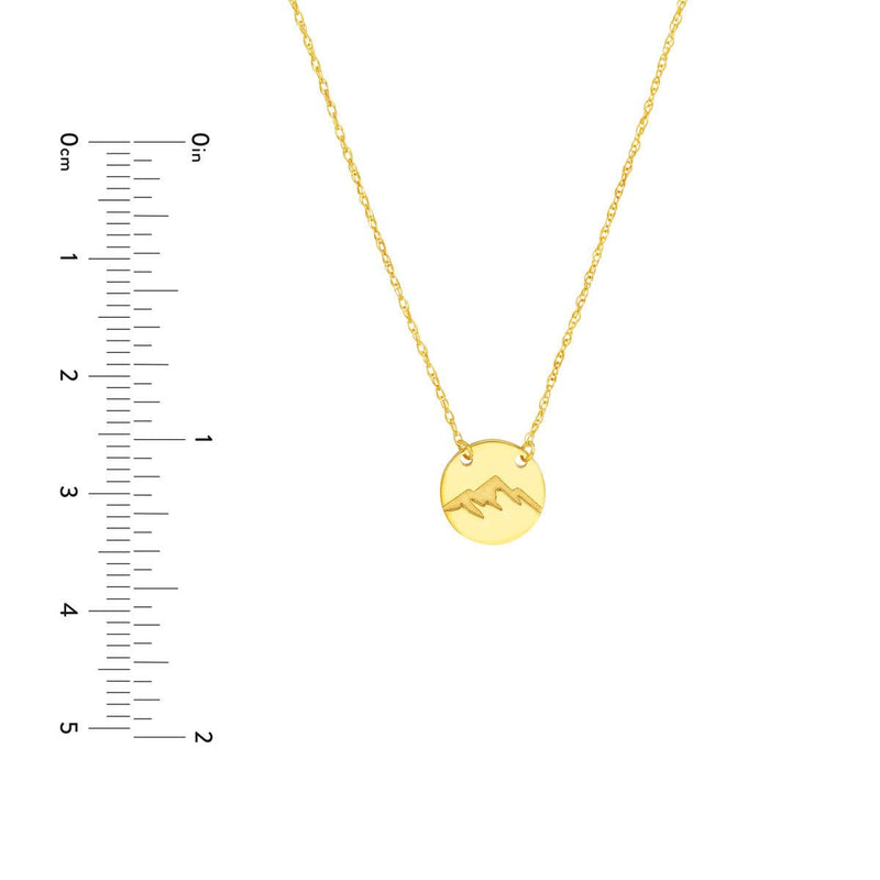 Birmingham Jewelry - 14K Yellow Gold So You Etched Mountain Mini Disc Adjustable Necklace - Birmingham Jewelry