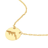 Birmingham Jewelry - 14K Yellow Gold So You Etched Mountain Mini Disc Adjustable Necklace - Birmingham Jewelry