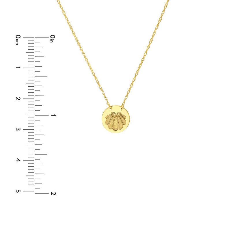 Birmingham Jewelry - 14K Yellow Gold So You Etched Seashell Mini Disc Adjustable Necklace - Birmingham Jewelry