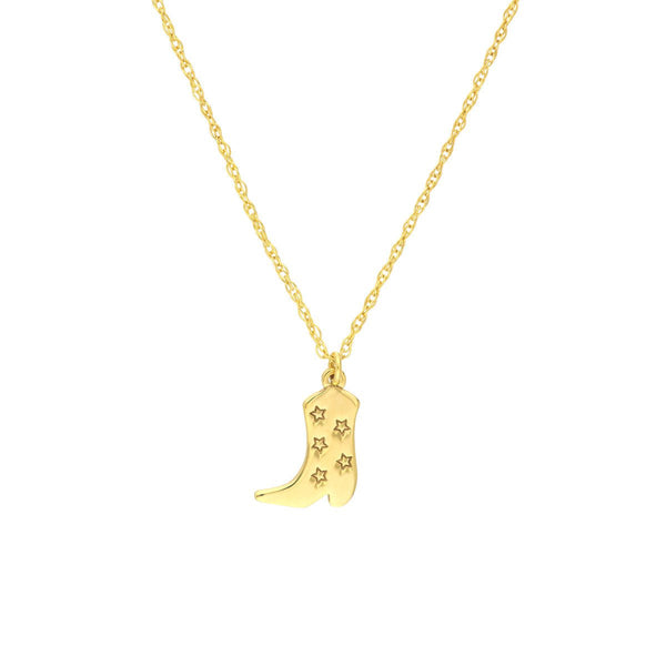 Birmingham Jewelry - 14K Yellow Gold So You Five Stars Cowboy Boot Necklace - Birmingham Jewelry