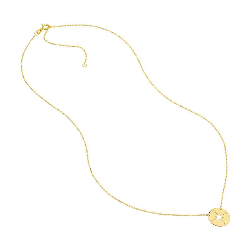 Birmingham Jewelry - 14K Yellow Gold So You Mini Compass Adjustable Necklace - Birmingham Jewelry