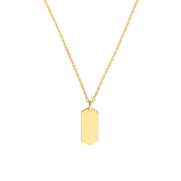 Birmingham Jewelry - 14K Yellow Gold So You Mini Engravable Hexagon Adj Necklace - Birmingham Jewelry