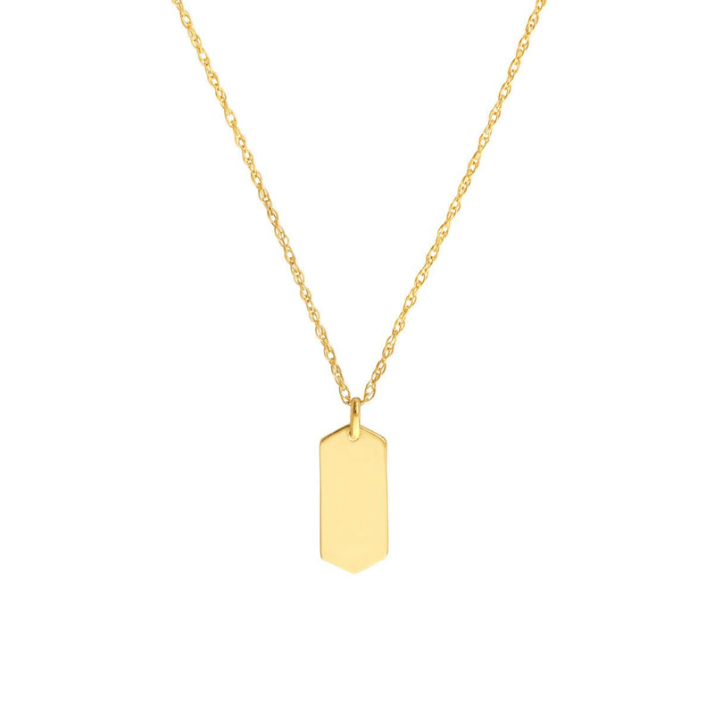 Birmingham Jewelry - 14K Yellow Gold So You Mini Engravable Hexagon Adj Necklace - Birmingham Jewelry