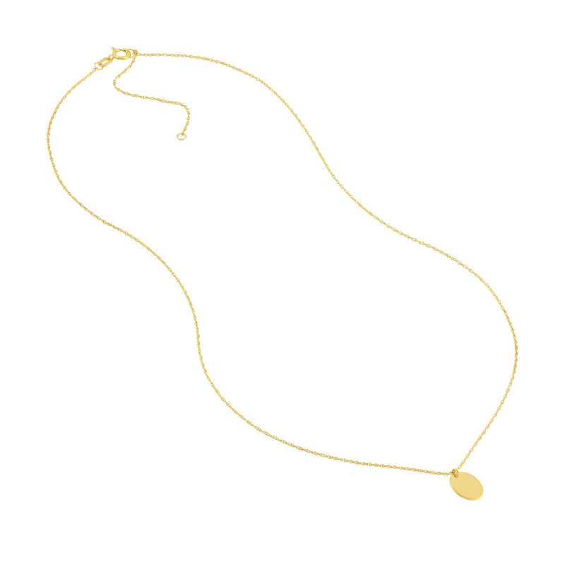 Birmingham Jewelry - 14K Yellow Gold So You Mini Engravable Oval Adjustable Necklace - Birmingham Jewelry