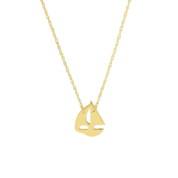 Birmingham Jewelry - 14K Yellow Gold So You Mini Sailboat Adjustable Necklace - Birmingham Jewelry