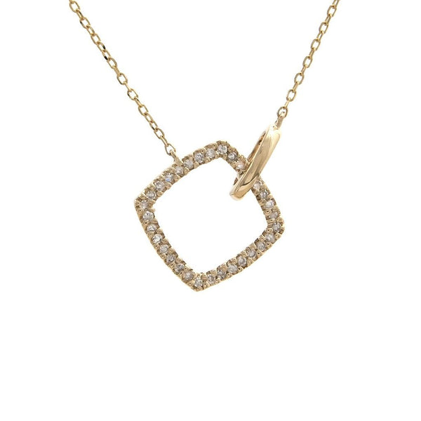 14K Yellow Gold Square Single Micro Pave Diamond Necklace Birmingham Jewelry Necklace Birmingham Jewelry 