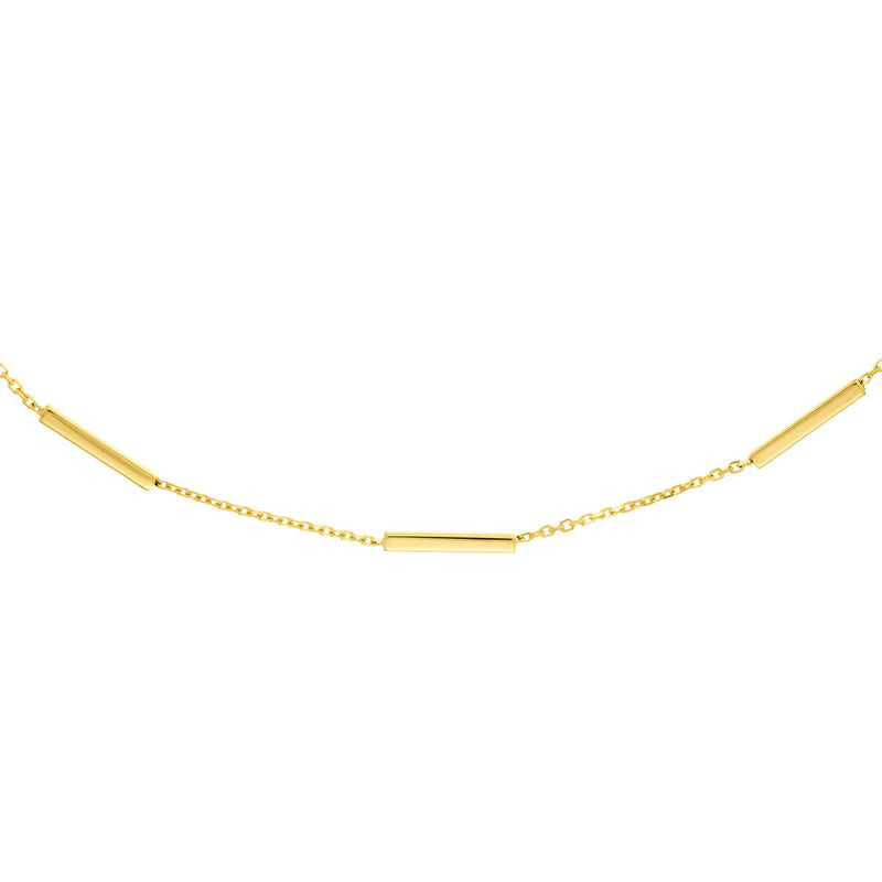 Birmingham Jewelry - 14K Yellow Gold Staple Bar Stations Adjustable Choker - Birmingham Jewelry