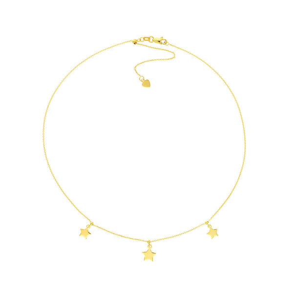 Birmingham Jewelry - 14K Yellow Gold Star Dangle Trio Adjustable Choker - Birmingham Jewelry