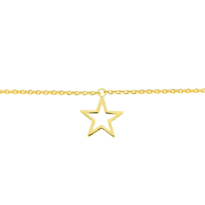 Birmingham Jewelry - 14K Yellow Gold Star Trio Adjustable Anklet - Birmingham Jewelry